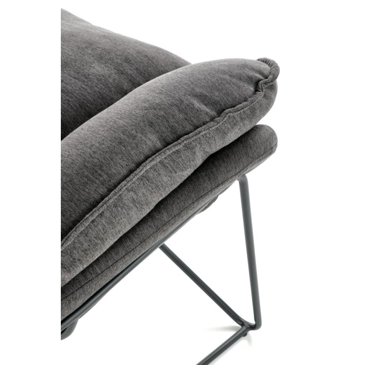 Fotel do salonu nowoczesny, kolor ciemny popielaty i stelaż czarny