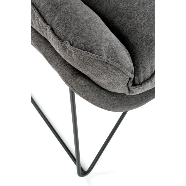 Fotel do salonu nowoczesny, kolor ciemny popielaty i stelaż czarny