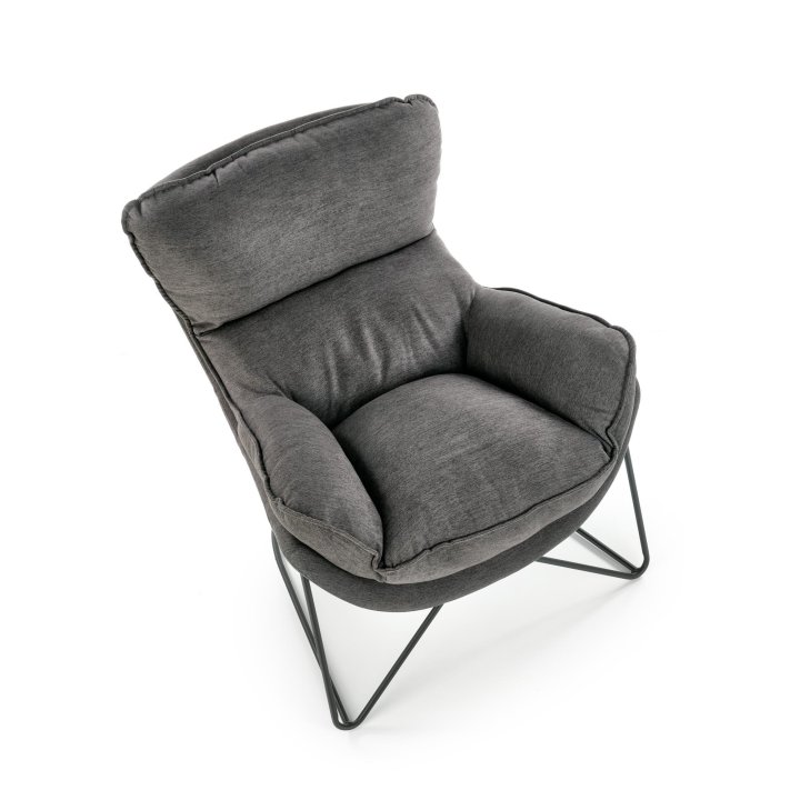 Fotel do salonu nowoczesny, kolor ciemny popielaty i stelaż czarny