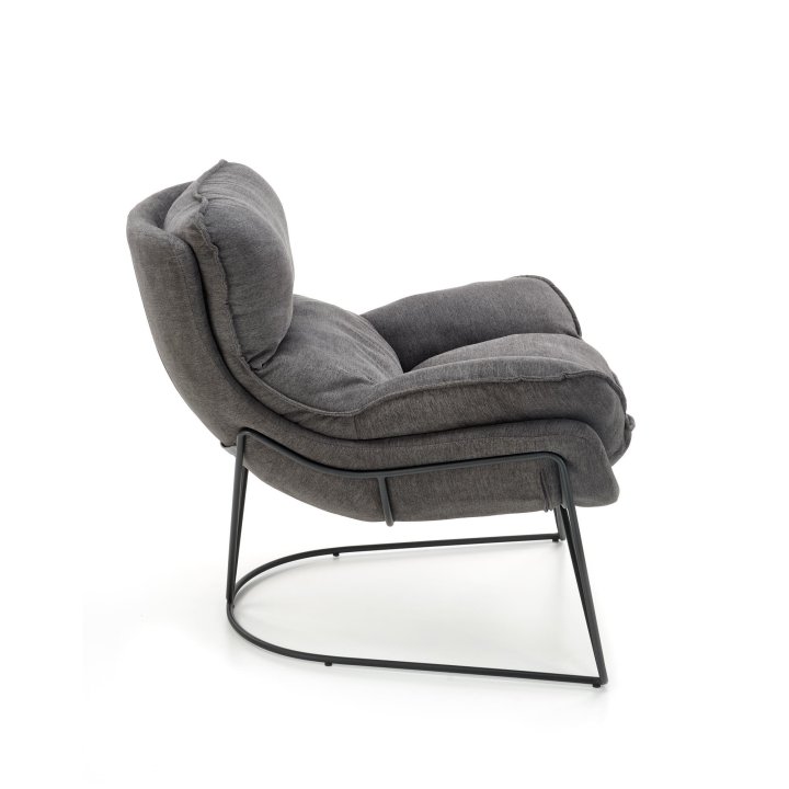 Fotel do salonu nowoczesny, kolor ciemny popielaty i stelaż czarny