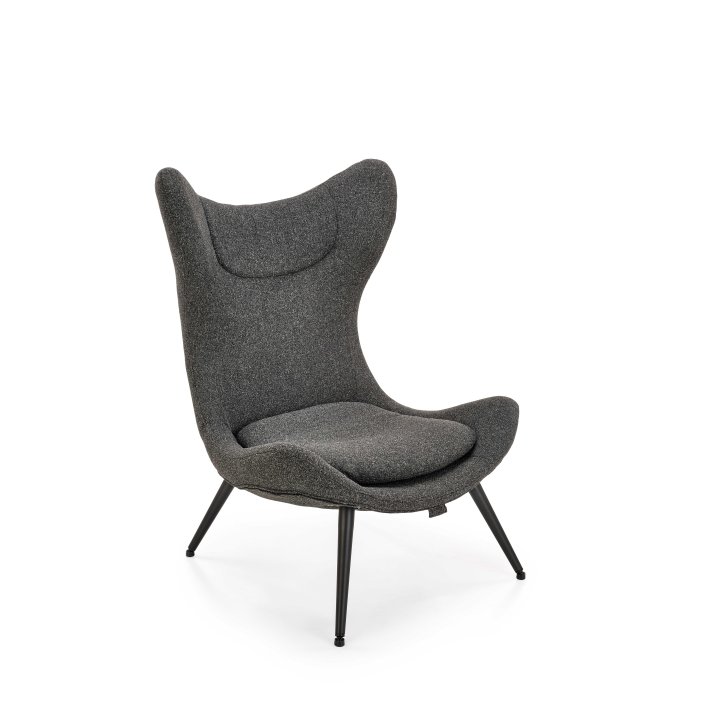 Nowoczesny Fotel do salonu, kolor antracyt z czarnymi nóżkami