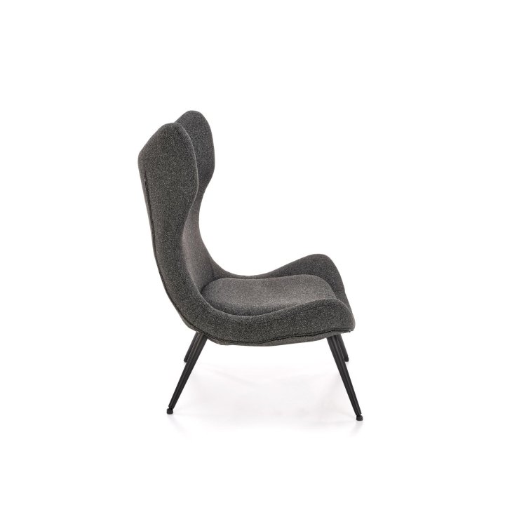 Nowoczesny Fotel do salonu, kolor antracyt z czarnymi nóżkami