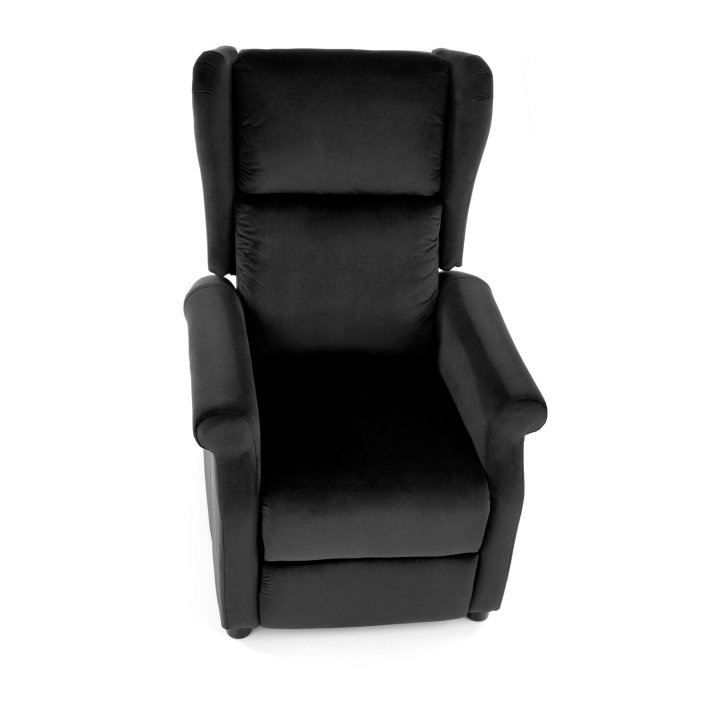 Fotel do salonu klasyczny, rozkładany, funkcja relax, czarny, tkanina velvet