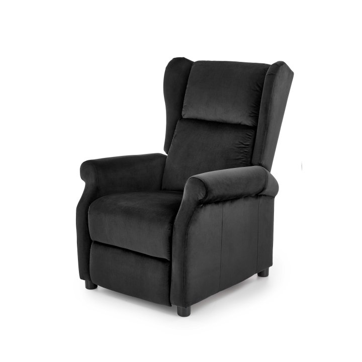 Fotel do salonu klasyczny, rozkładany, funkcja relax, czarny, tkanina velvet