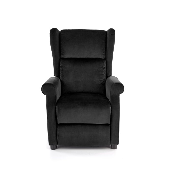Fotel do salonu klasyczny, rozkładany, funkcja relax, czarny, tkanina velvet