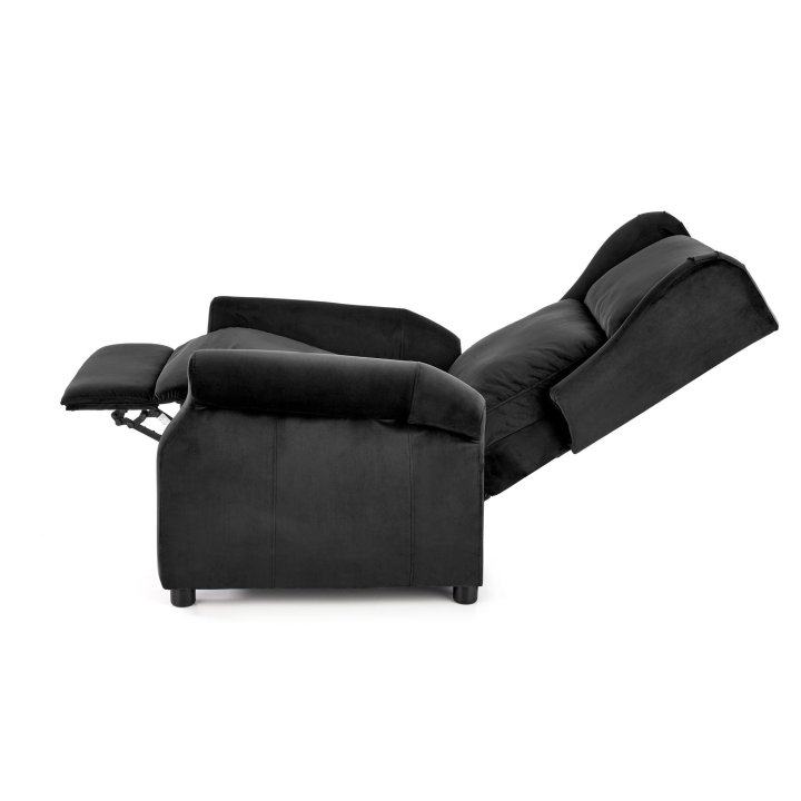 Fotel do salonu klasyczny, rozkładany, funkcja relax, czarny, tkanina velvet