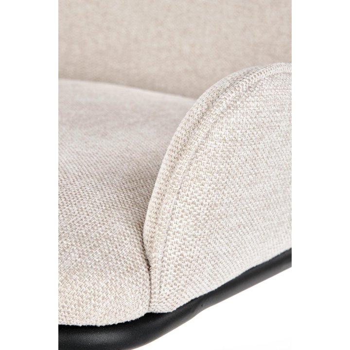 Krzesło materiałowe do salonu w stylu nowoczesnym - beżowe z czarnymi nogami