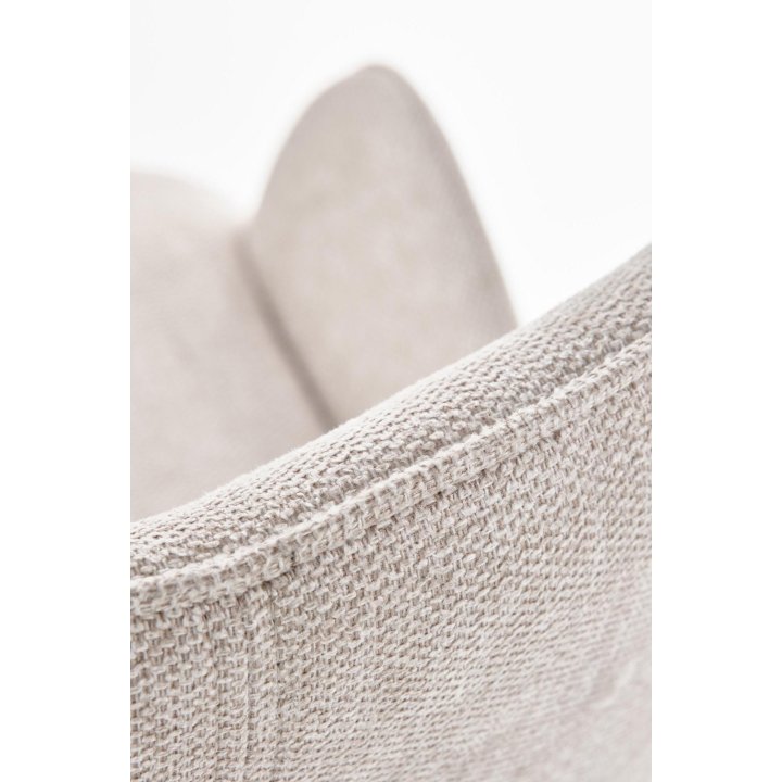 Krzesło materiałowe do salonu w stylu nowoczesnym - beżowe z czarnymi nogami