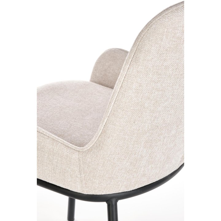 Krzesło materiałowe do salonu w stylu nowoczesnym - beżowe z czarnymi nogami