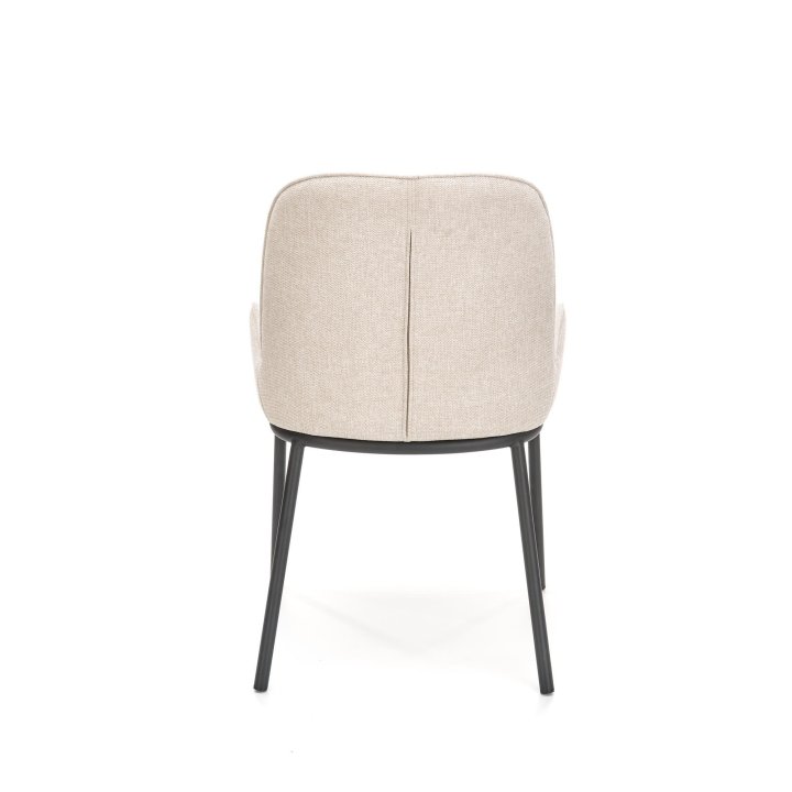 Krzesło materiałowe do salonu w stylu nowoczesnym - beżowe z czarnymi nogami