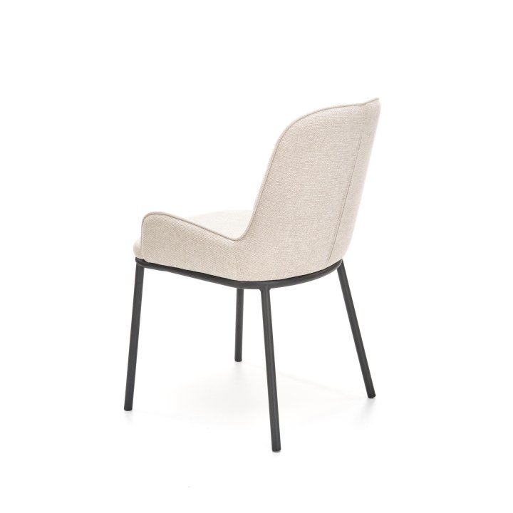 Krzesło materiałowe do salonu w stylu nowoczesnym - beżowe z czarnymi nogami
