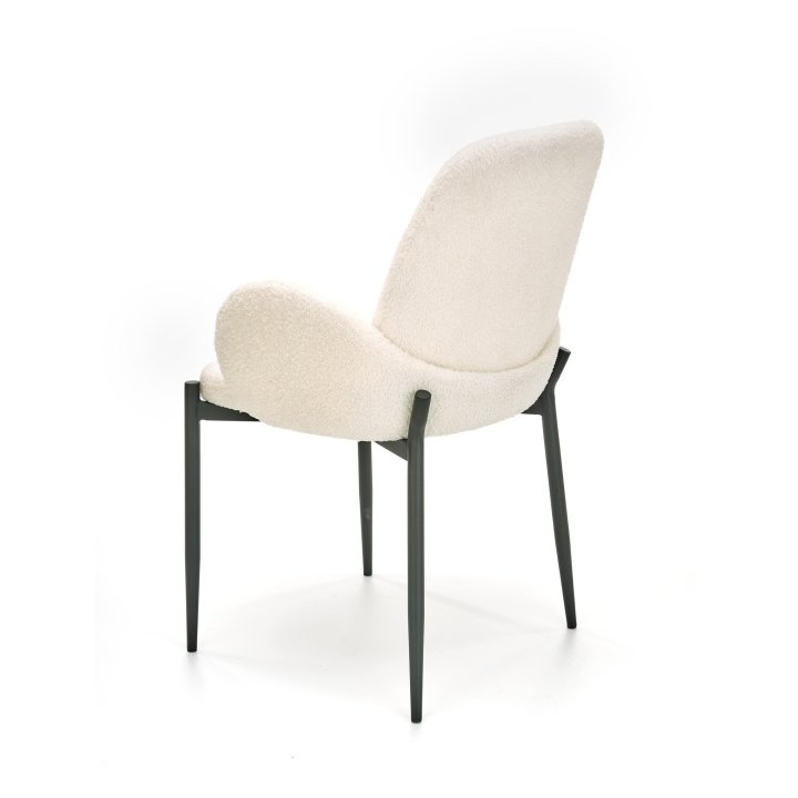 Krzesło tapicerowane do salonu w stylu nowoczesnym - kremowe z czarnymi nogami