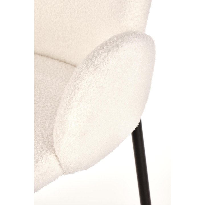 Krzesło tapicerowane do salonu w stylu nowoczesnym - kremowe z czarnymi nogami