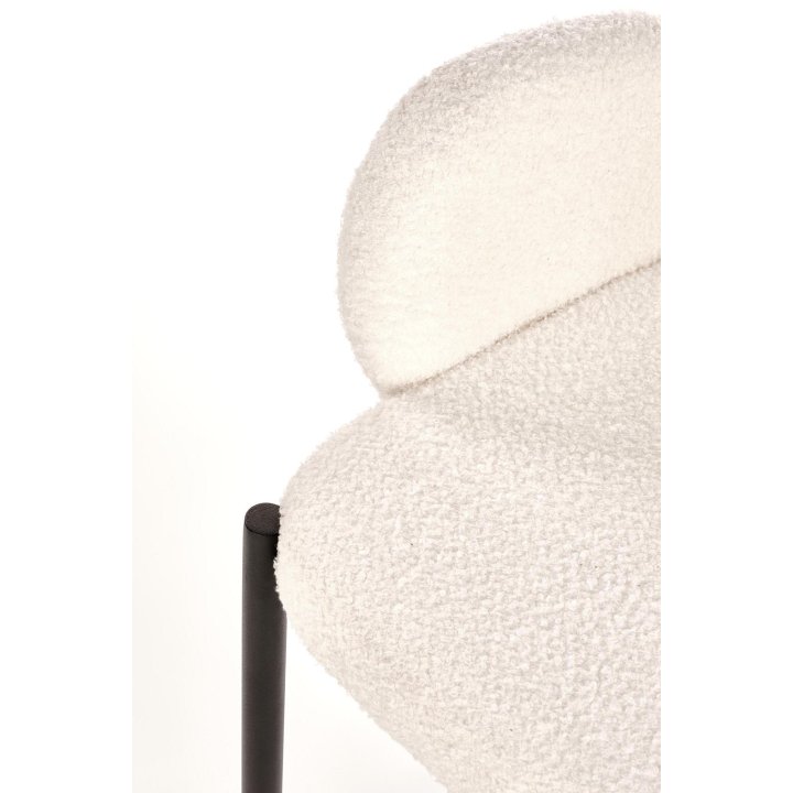 Krzesło tapicerowane do salonu w stylu nowoczesnym - kremowe z czarnymi nogami