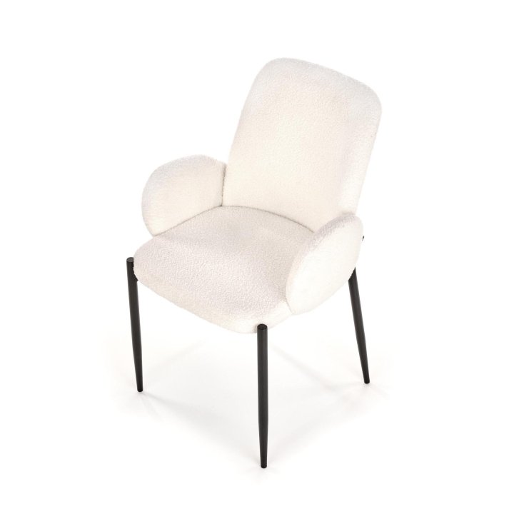 Krzesło tapicerowane do salonu w stylu nowoczesnym - kremowe z czarnymi nogami