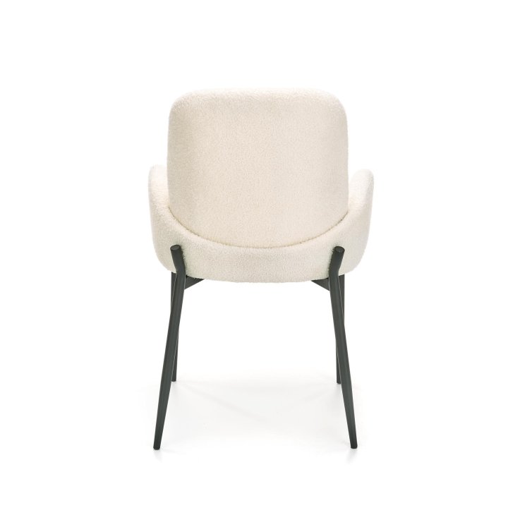 Krzesło tapicerowane do salonu w stylu nowoczesnym - kremowe z czarnymi nogami
