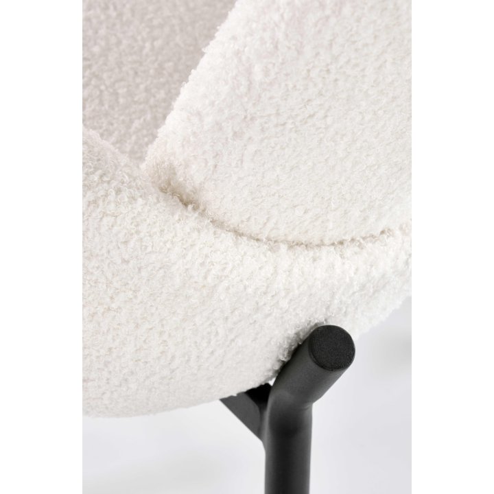 Krzesło tapicerowane do salonu w stylu nowoczesnym - kremowe z czarnymi nogami