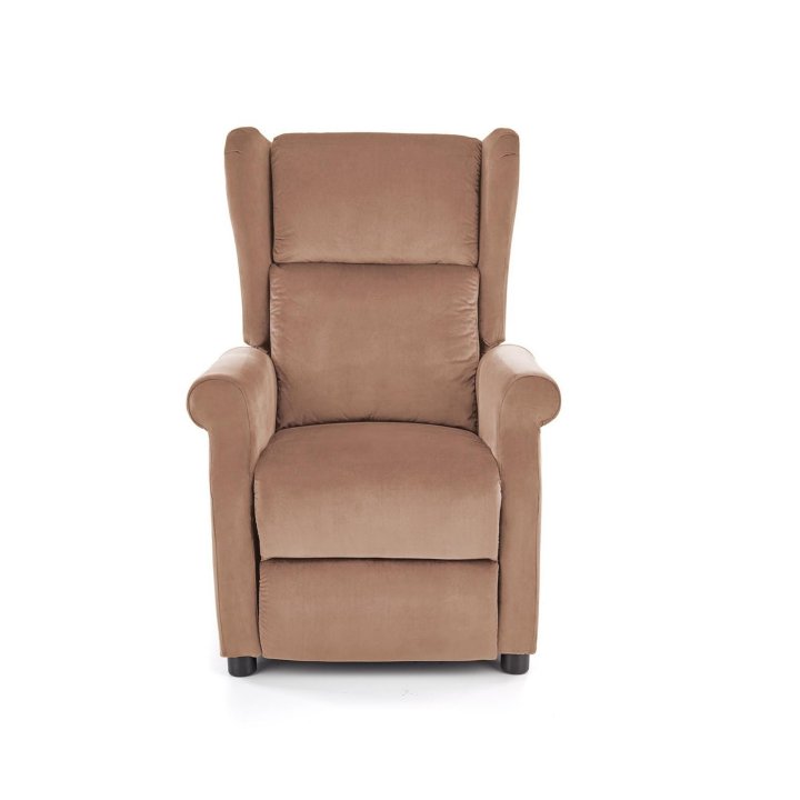 Fotel do salonu klasyczny, rozkładany, funkcja relax, beżowy, tkanina velvet