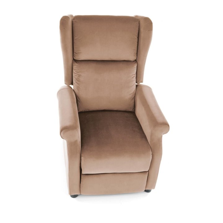 Fotel do salonu klasyczny, rozkładany, funkcja relax, beżowy, tkanina velvet