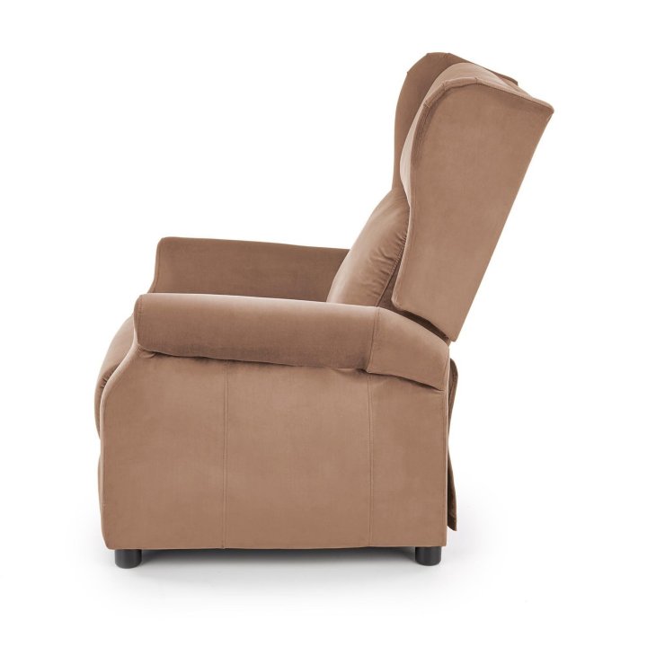 Fotel do salonu klasyczny, rozkładany, funkcja relax, beżowy, tkanina velvet