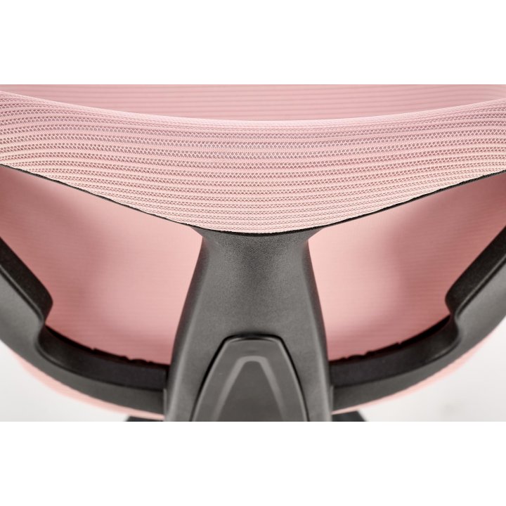 Fotel młodzieżowy kolor różowy na czarnej podstawie, siatka na oparciu