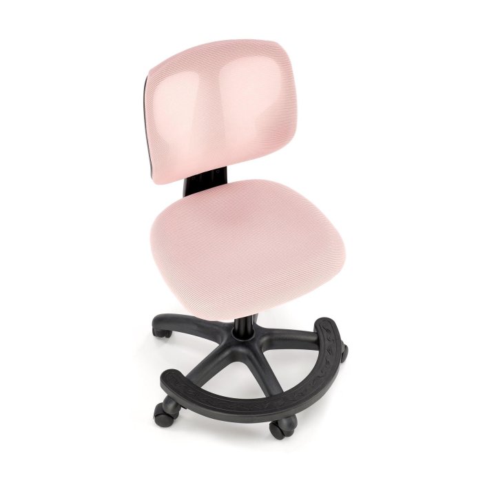 Fotel młodzieżowy kolor różowy na czarnej podstawie, siatka na oparciu