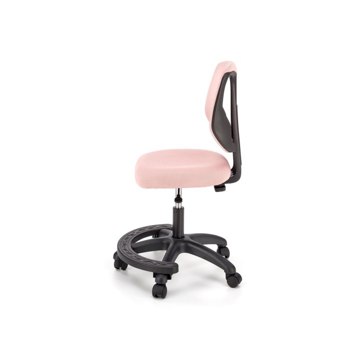 Fotel młodzieżowy kolor różowy na czarnej podstawie, siatka na oparciu