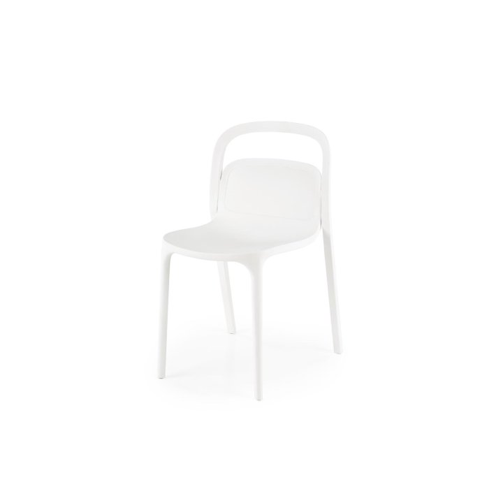 Nowoczesne - białe krzesło do kuchni plastikowe o minimalistycznym designie - lekkie i eleganckie