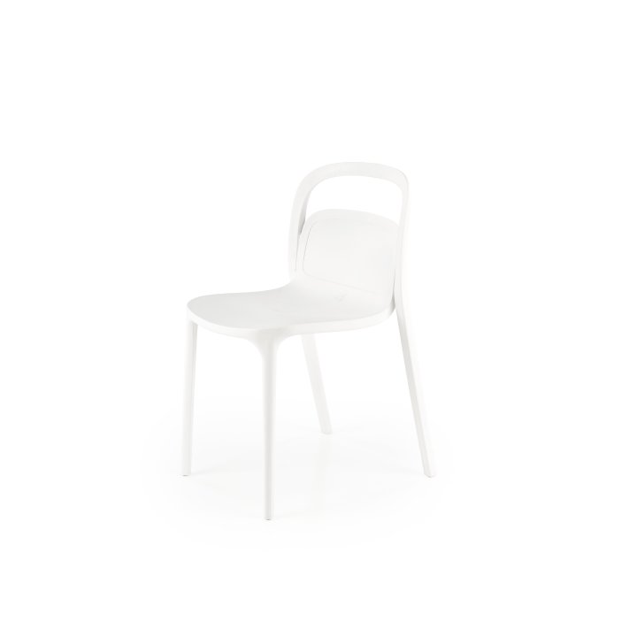 Nowoczesne - białe krzesło do kuchni plastikowe o minimalistycznym designie - lekkie i eleganckie