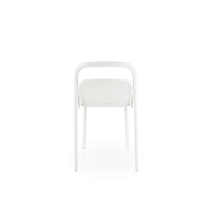Nowoczesne - białe krzesło do kuchni plastikowe o minimalistycznym designie - lekkie i eleganckie