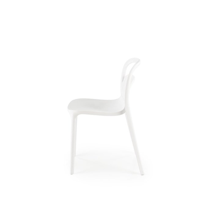 Nowoczesne - białe krzesło do kuchni plastikowe o minimalistycznym designie - lekkie i eleganckie