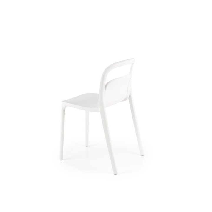 Nowoczesne - białe krzesło do kuchni plastikowe o minimalistycznym designie - lekkie i eleganckie