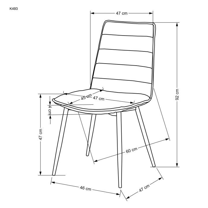 Beżowe krzesło do jadalni tapicerowane o minimalistycznym designie z czarnymi nogami
