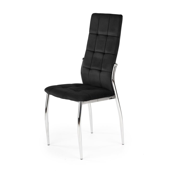 Krzesło do kuchni  materiałowe velvet czarny z nogami chromowanymi