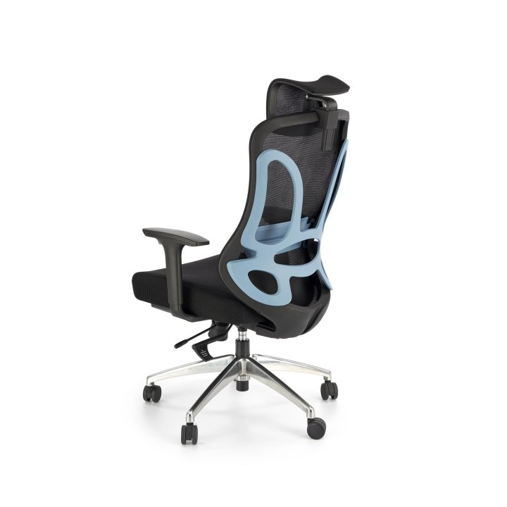 Atestowany Fotel do biurka z zagłówkiem i chromowaną podstawą