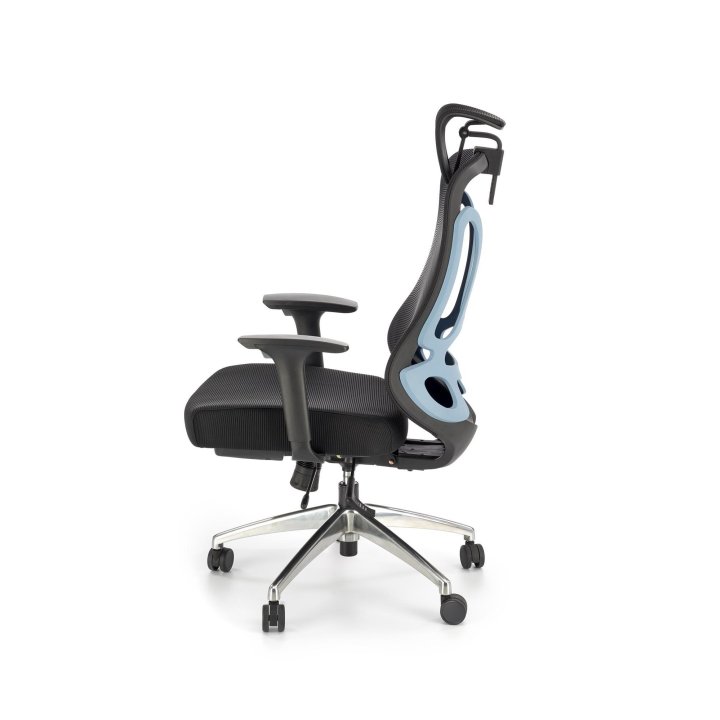 Atestowany Fotel do biurka z zagłówkiem i chromowaną podstawą