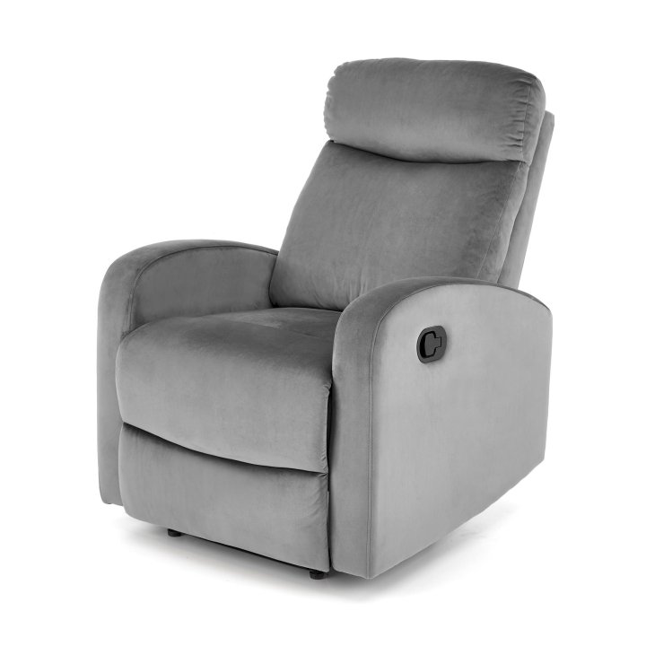 Fotel rozkładany z funkcją kołyski, tkanina velvet, kolor popiel