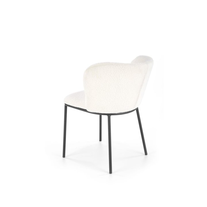 Krzesło białe do salonu minimalistyczne z czarnymi smukłymi nogami