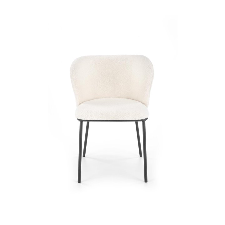 Krzesło białe do salonu minimalistyczne z czarnymi smukłymi nogami