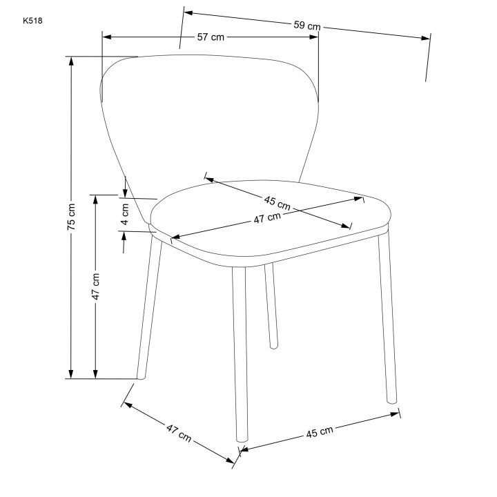 Krzesło białe do salonu minimalistyczne z czarnymi smukłymi nogami