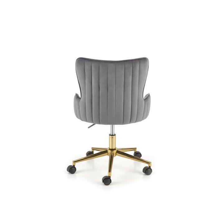 Fotel gabinetowy obrotowy klasyczny, glamour, kolor popielaty, tkanina velvet