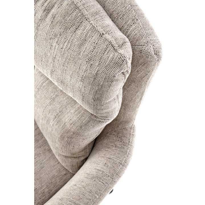 Obrotowe krzesło do salonu w odcieniu beżowym - z funkcją obrotu 180° i czarną podstawą