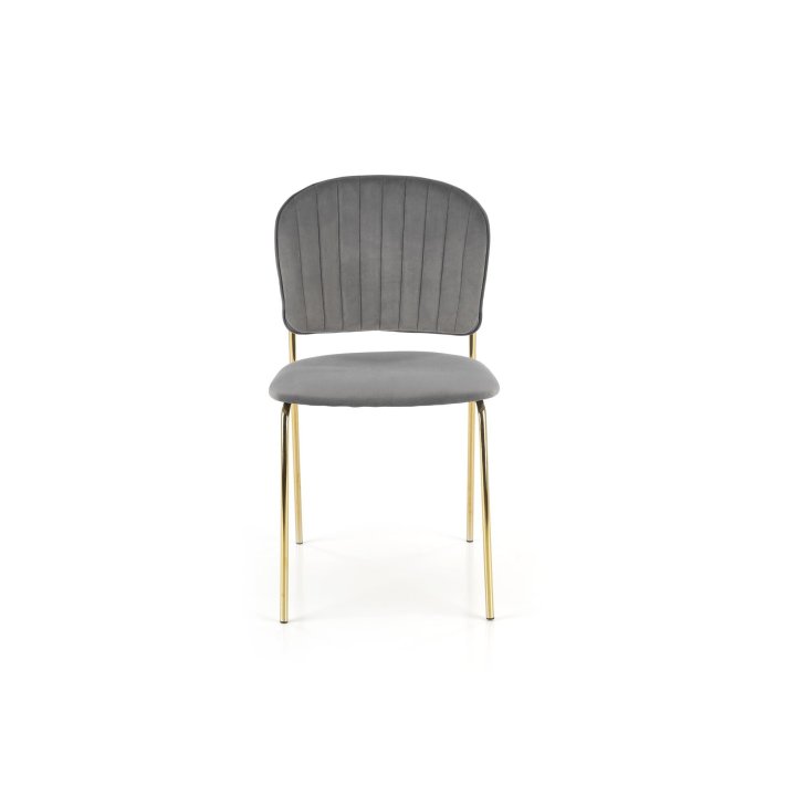 Szare krzesło tapicerowane w stylu glamour do toaletki z eleganckimi złotymi nogami