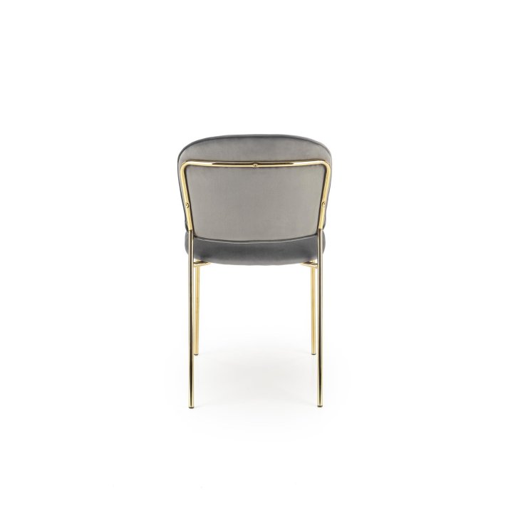 Szare krzesło tapicerowane w stylu glamour do toaletki z eleganckimi złotymi nogami