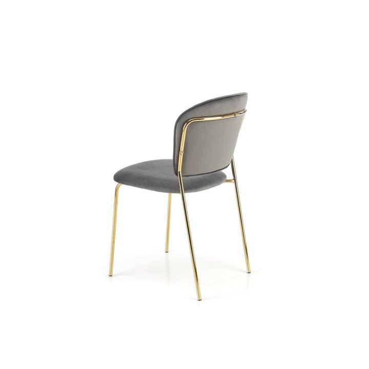 Szare krzesło tapicerowane w stylu glamour do toaletki z eleganckimi złotymi nogami