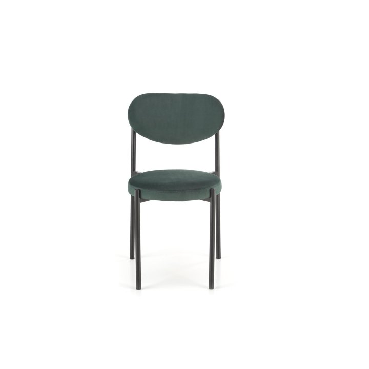 Minimalistyczne krzesło do jadalni - zielone krzesło z okrągłym siedziskiem i prostym oparciem - nowoczesny design