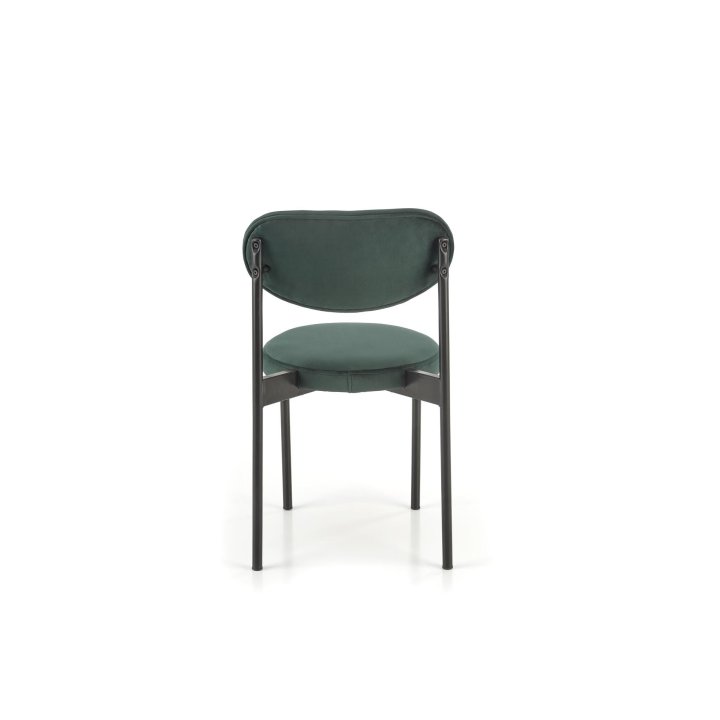 Minimalistyczne krzesło do jadalni - zielone krzesło z okrągłym siedziskiem i prostym oparciem - nowoczesny design