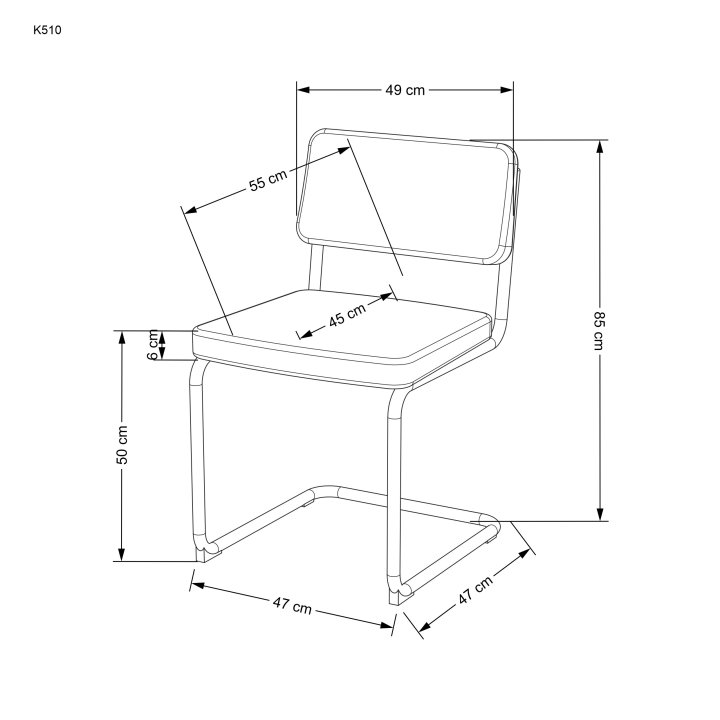 Szare krzesło materiałowe do jadalni z chromowaną podstawą i prostym designem
