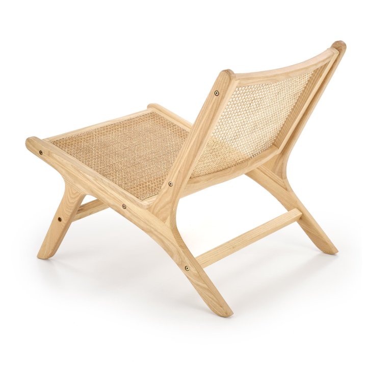 Fotel do salonu, w kolorze naturalnym w stylu boho, rattan naturalny