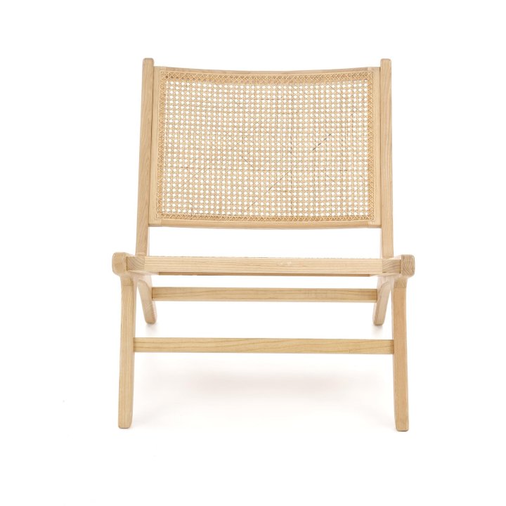 Fotel do salonu, w kolorze naturalnym w stylu boho, rattan naturalny